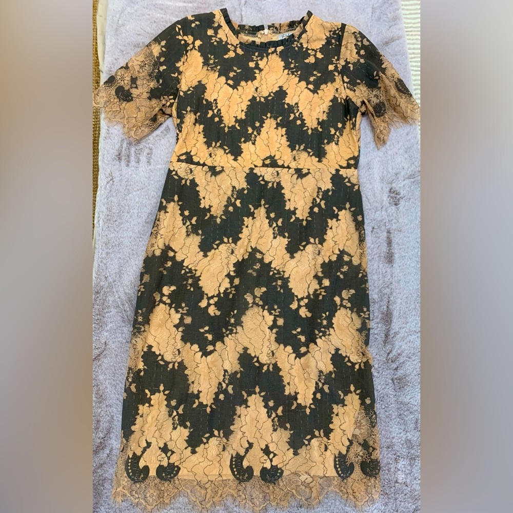 Lace short sleeve midi dress